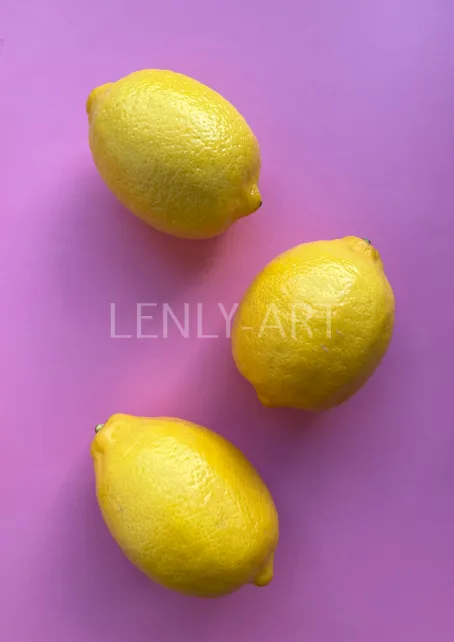 Три лимона на сиреневом фоне #509