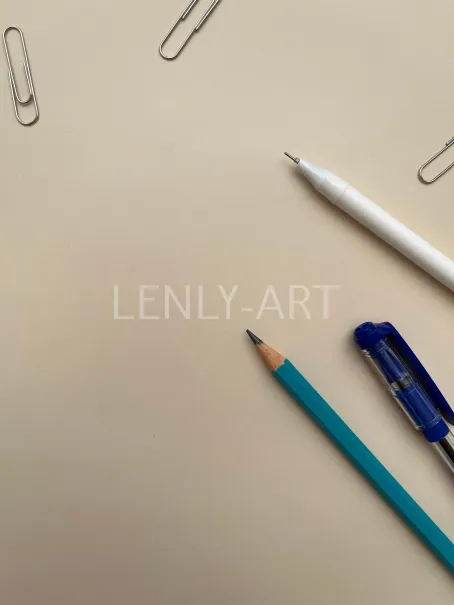 Бежевый фон ручки скрепки карандаш #880